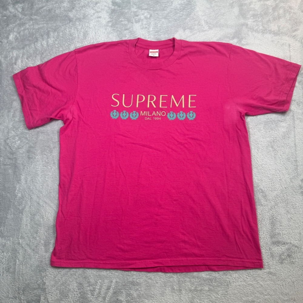 Supreme Milano T Shirt Mens XL Pink Graphic Streetwear Short Sleeve